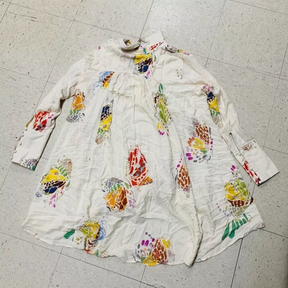 FREE PEOPLE Field Of Butterflies Tunic Top Size Medium Boho Chic Hi-Low - Picture 12 of 13